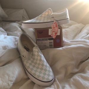 mint checkered vans
